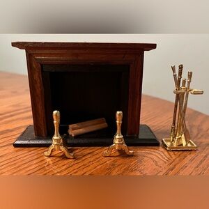 Vintage Dollhouse Miniatures Fireplace Set